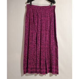 Vtg Joanie Char 100% Silk Floral Swirl Maxi Skirt Size 14 Whimsigoth Pink Black